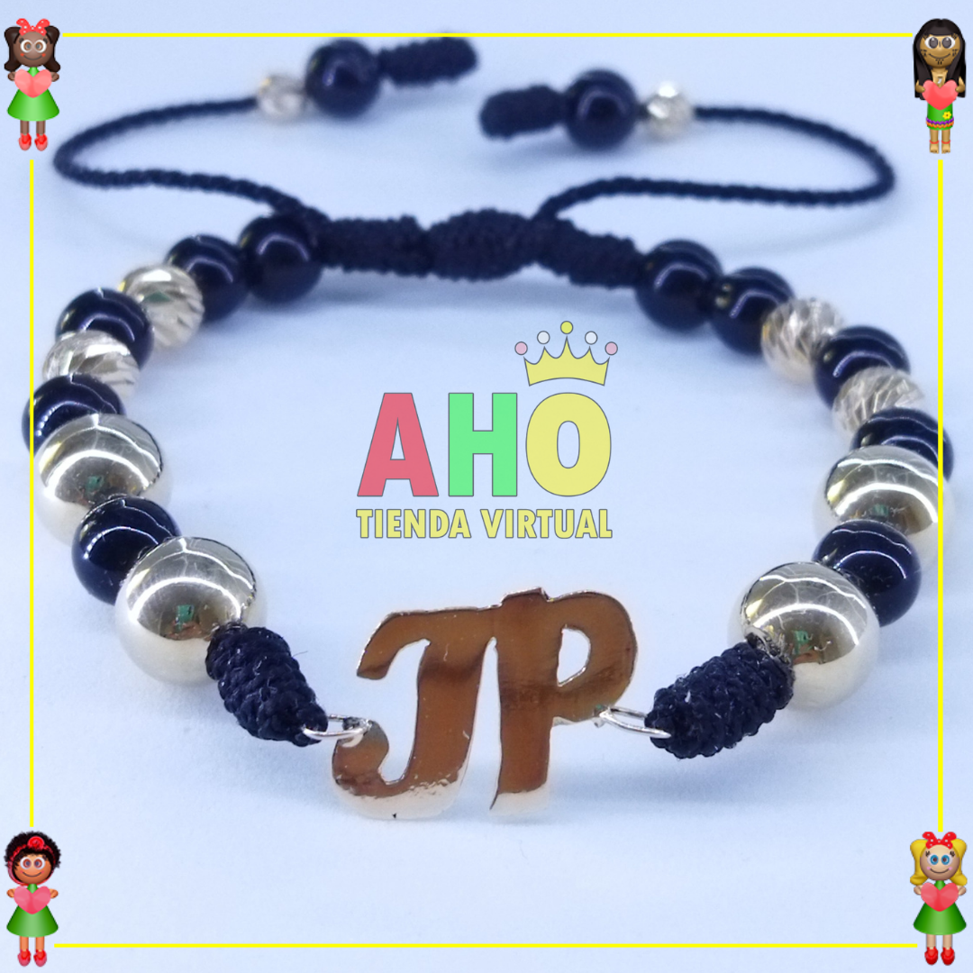 Pulsera Tejida Macrame Con Letras y Nombres en Oro18k