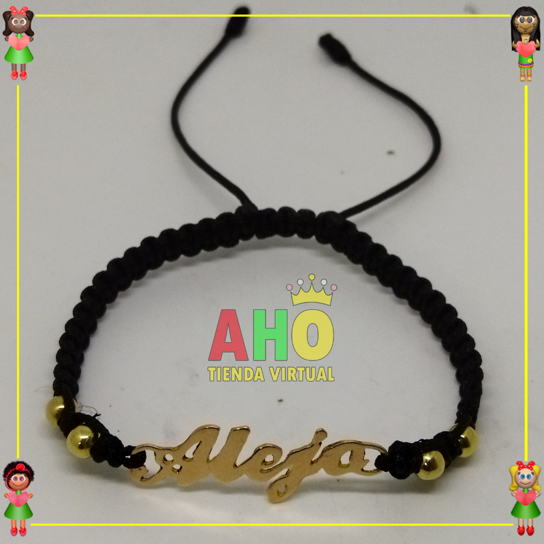 Pulsera Tejida Macrame Con Letras y Nombres en Oro18k