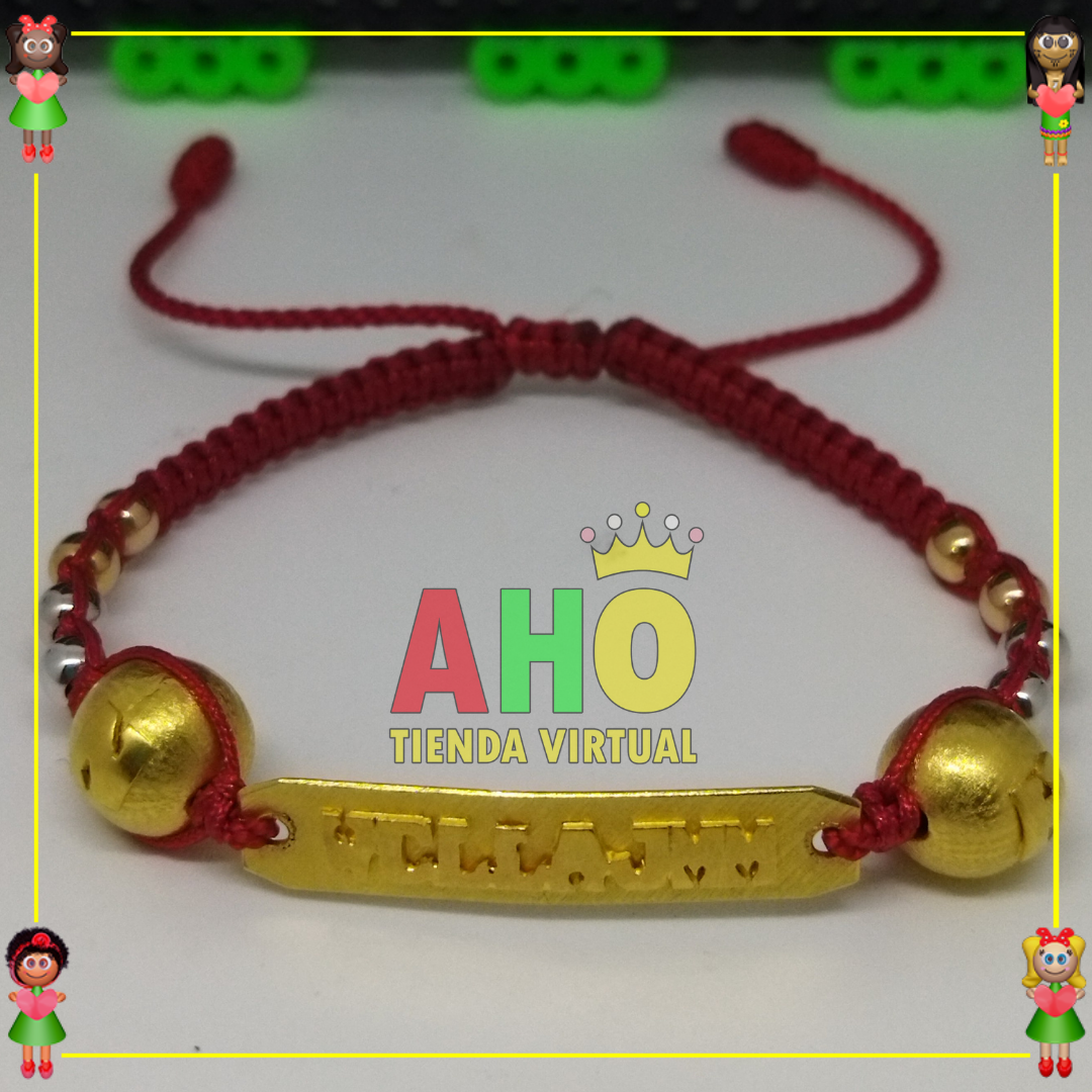 Pulsera Tejida Macrame Con Letras y Nombres en Oro18k