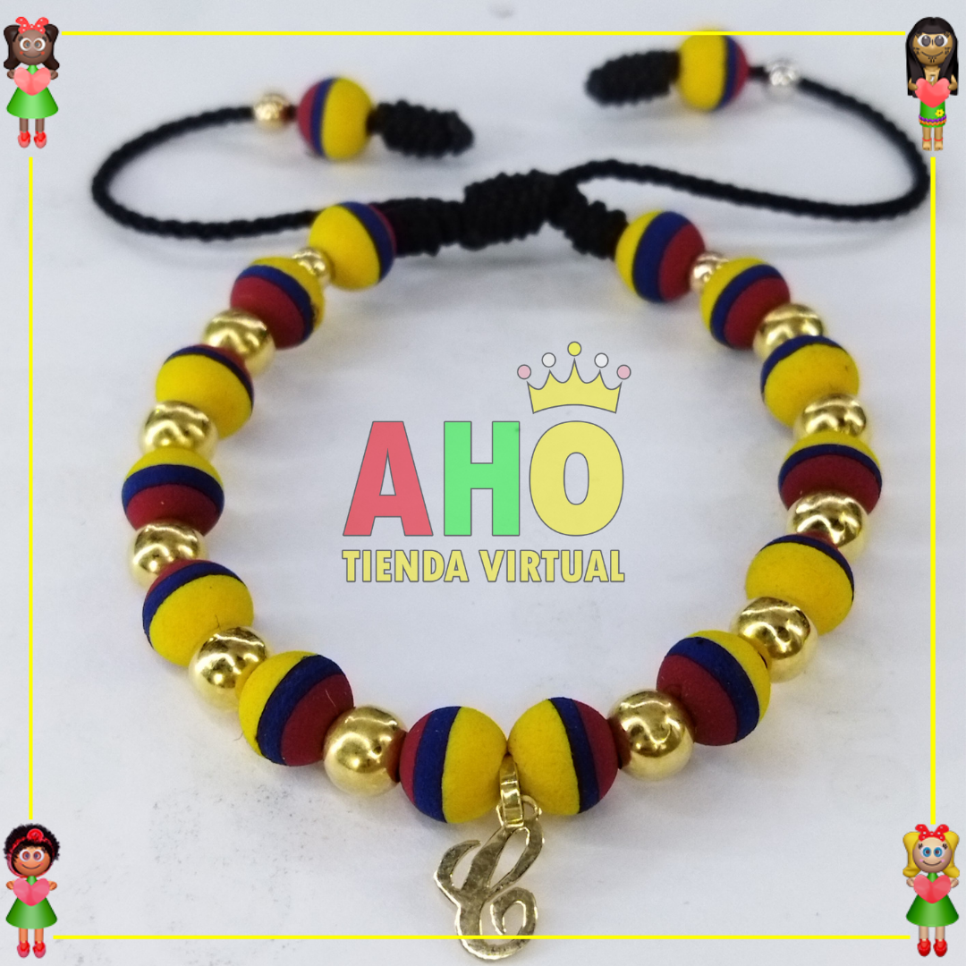 Pulsera Tejida Macrame Con Letras y Nombres en Oro18k