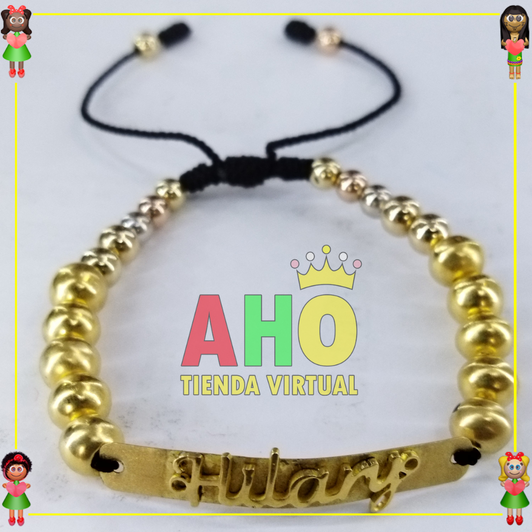 Pulsera Tejida Macrame Con Letras y Nombres en Oro18k