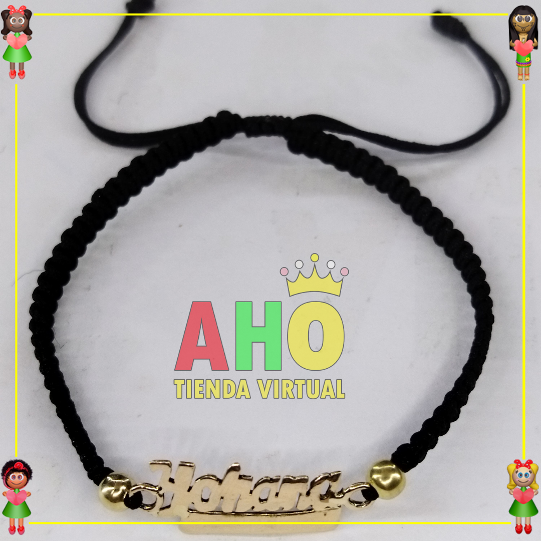 Pulsera Tejida Macrame Con Letras y Nombres en Oro18k
