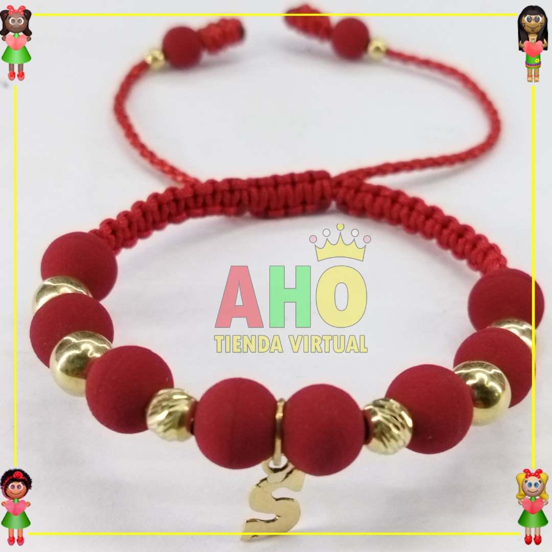 Pulsera Tejida Macrame Con Letras y Nombres en Oro18k