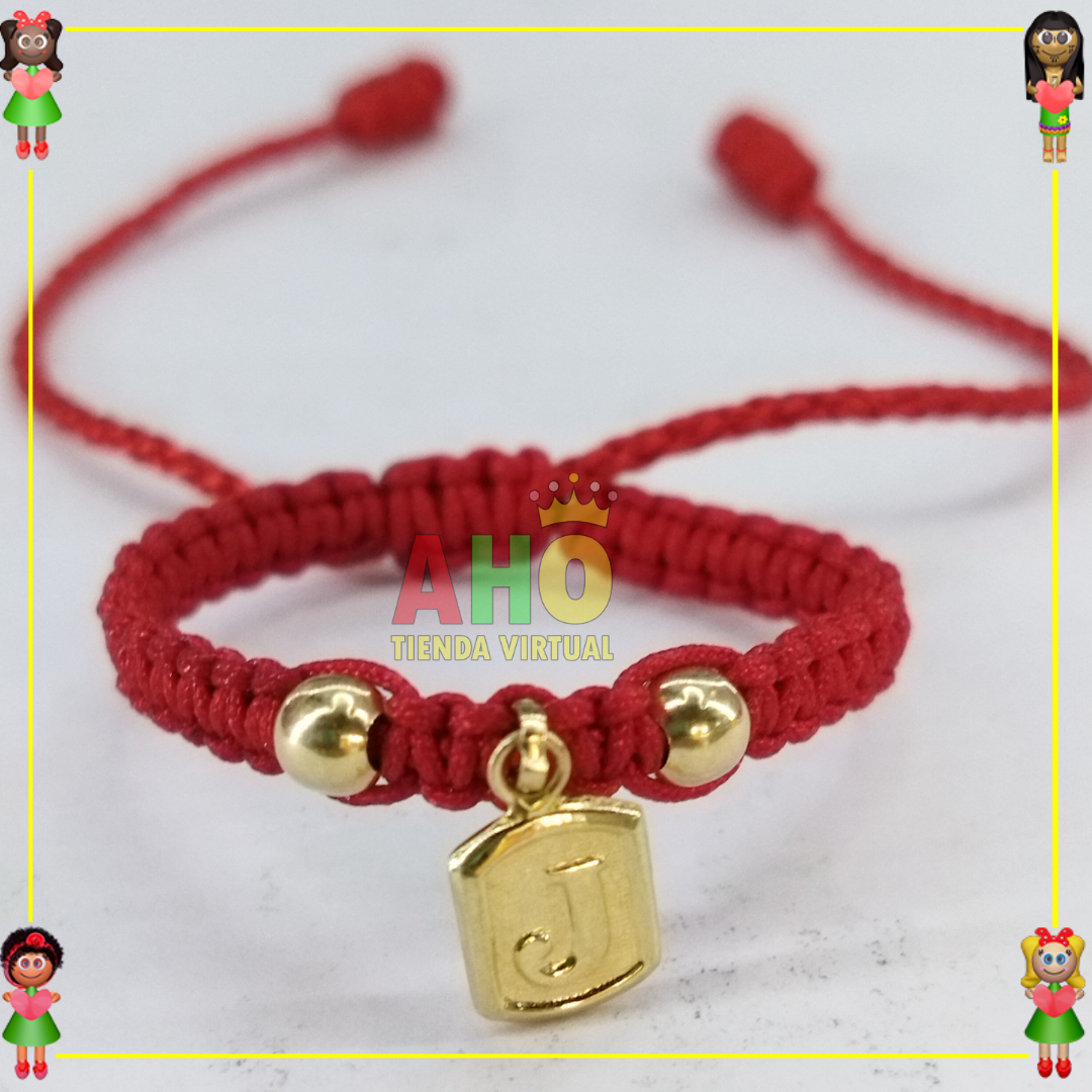 Pulsera Tejida Macrame Con Letras y Nombres en Oro18k