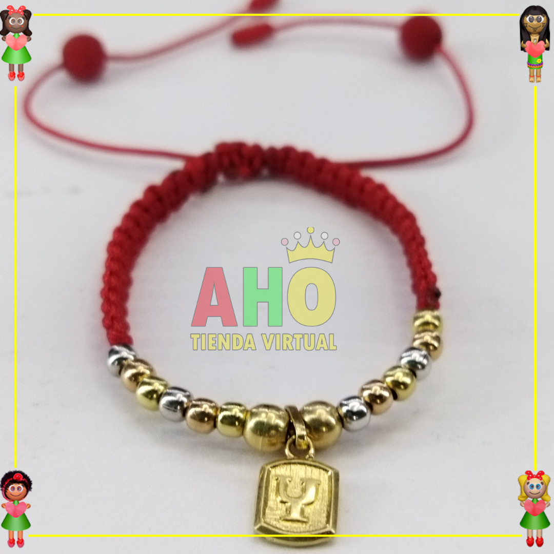 Pulsera Tejida Macrame Con Letras y Nombres en Oro18k