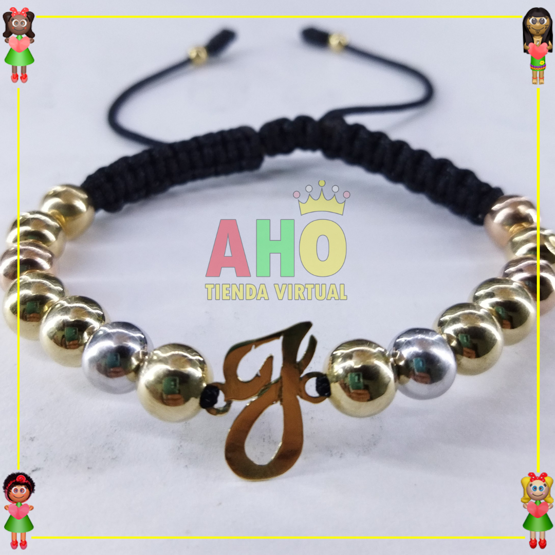 Pulsera Tejida Macrame Con Letras y Nombres en Oro18k