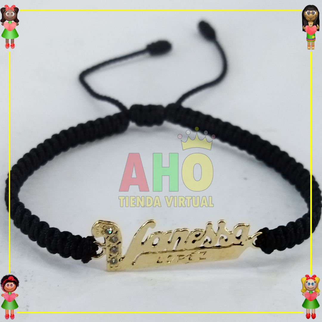 Pulsera Tejida Macrame Con Letras y Nombres en Oro18k