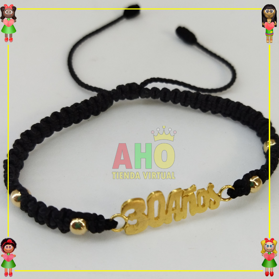 Pulsera Tejida Macrame Con Letras y Nombres en Oro18k