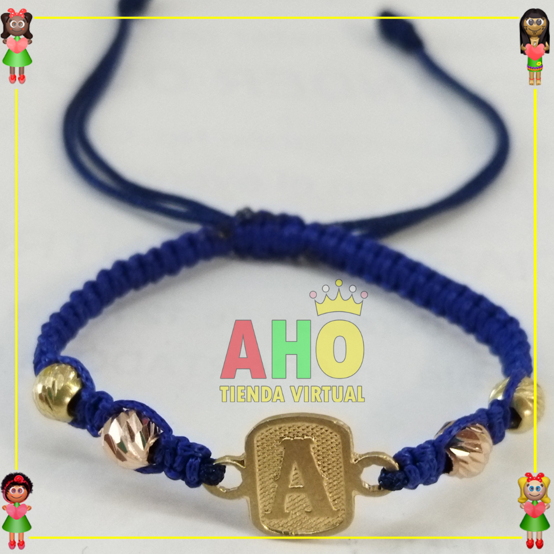 Pulsera Tejida Macrame Con Letras y Nombres en Oro18k