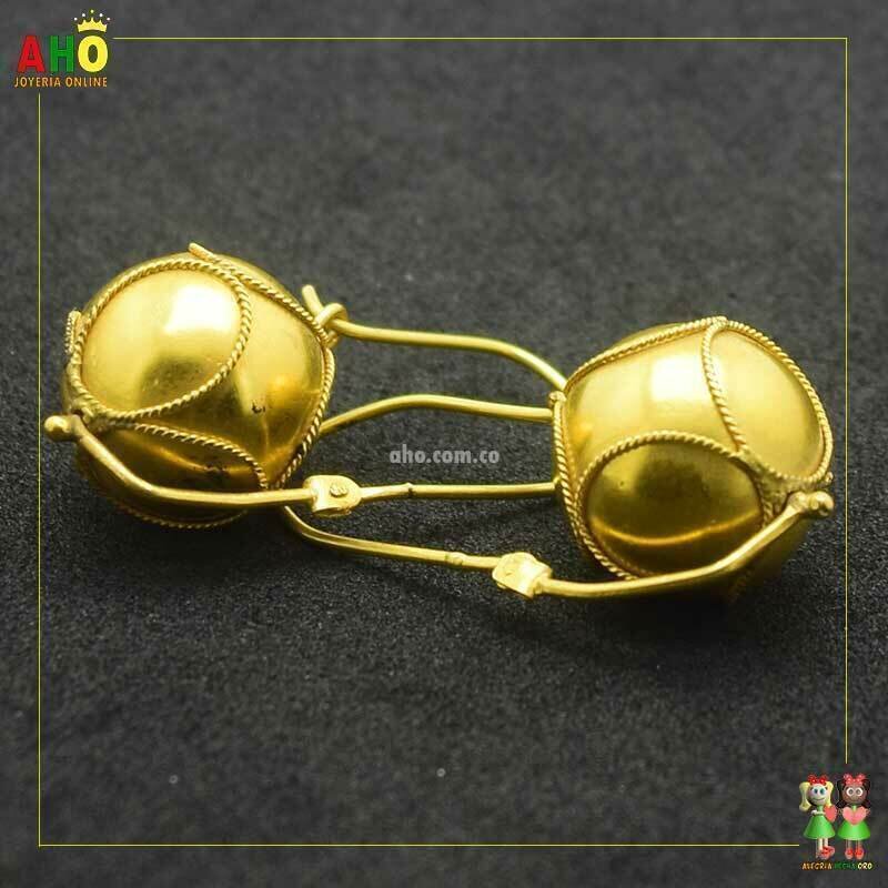 Aretes Bola Vestida Oro18k