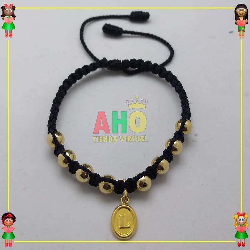 Pulsera Tejida Macrame Con Letras y Nombres en Oro18k