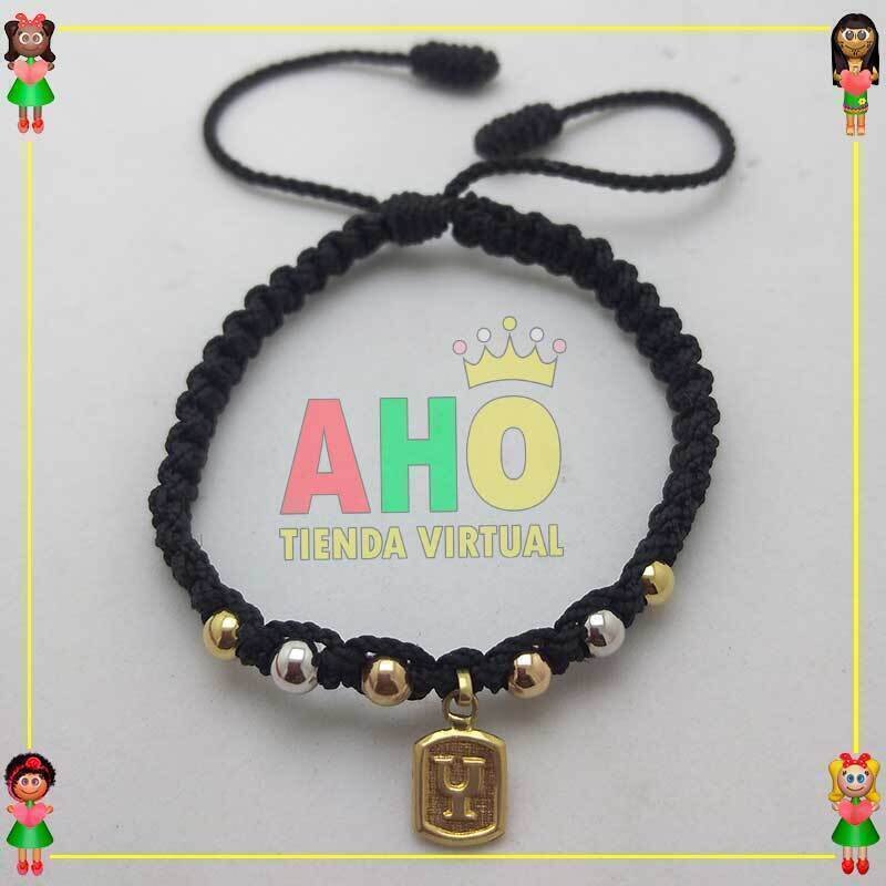 Pulsera Tejida Macrame Con Letras y Nombres en Oro18k