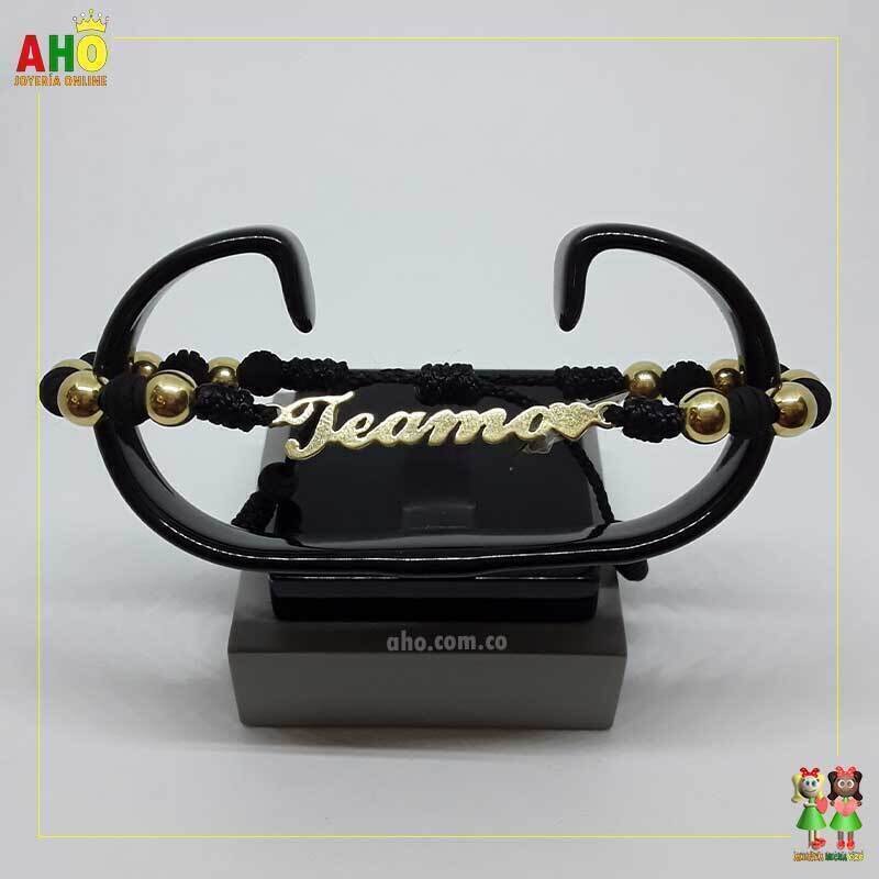 Pulsera Tejida Macrame Con Letras y Nombres en Oro18k