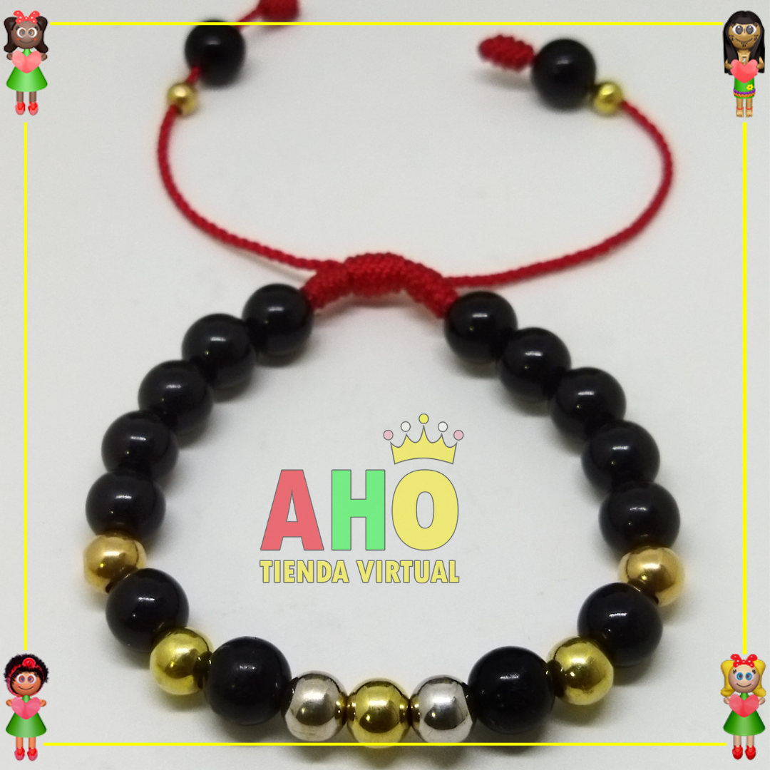Pulsera Tejida Macrame Con Piedras Naturales Oro18k