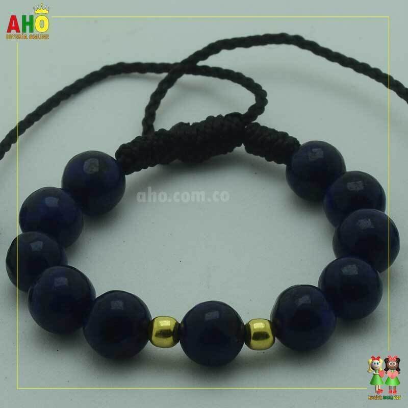 Pulsera Tejida Macrame Con Piedras Naturales Oro18k