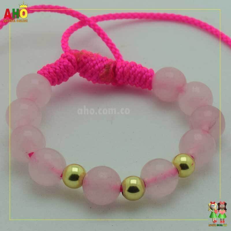 Pulsera Tejida Macrame Con Piedras Naturales Oro18k