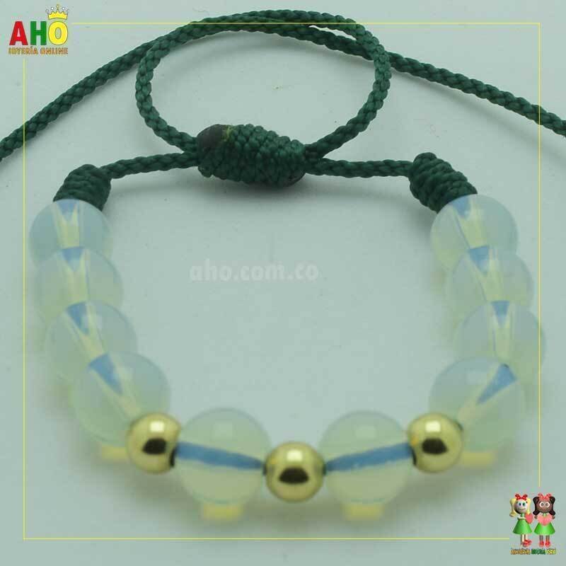 Pulsera Tejida Macrame Con Piedras Naturales Oro18k