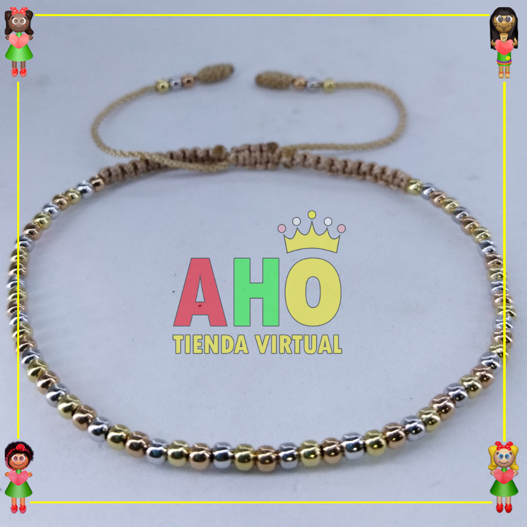 Tobillera Tejida Macrame Oro18k