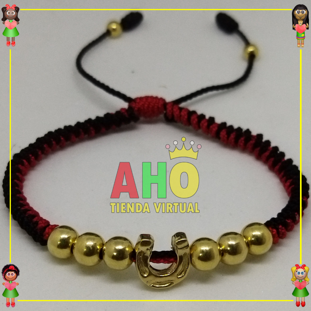 Pulsera Tejida Macrame Con Dije Oro18k