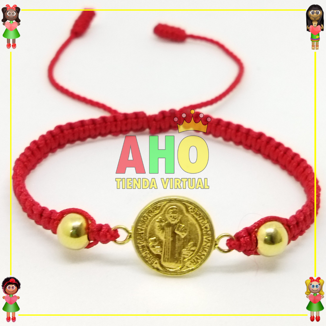 Pulsera Tejida Macrame Con Dije Oro18k