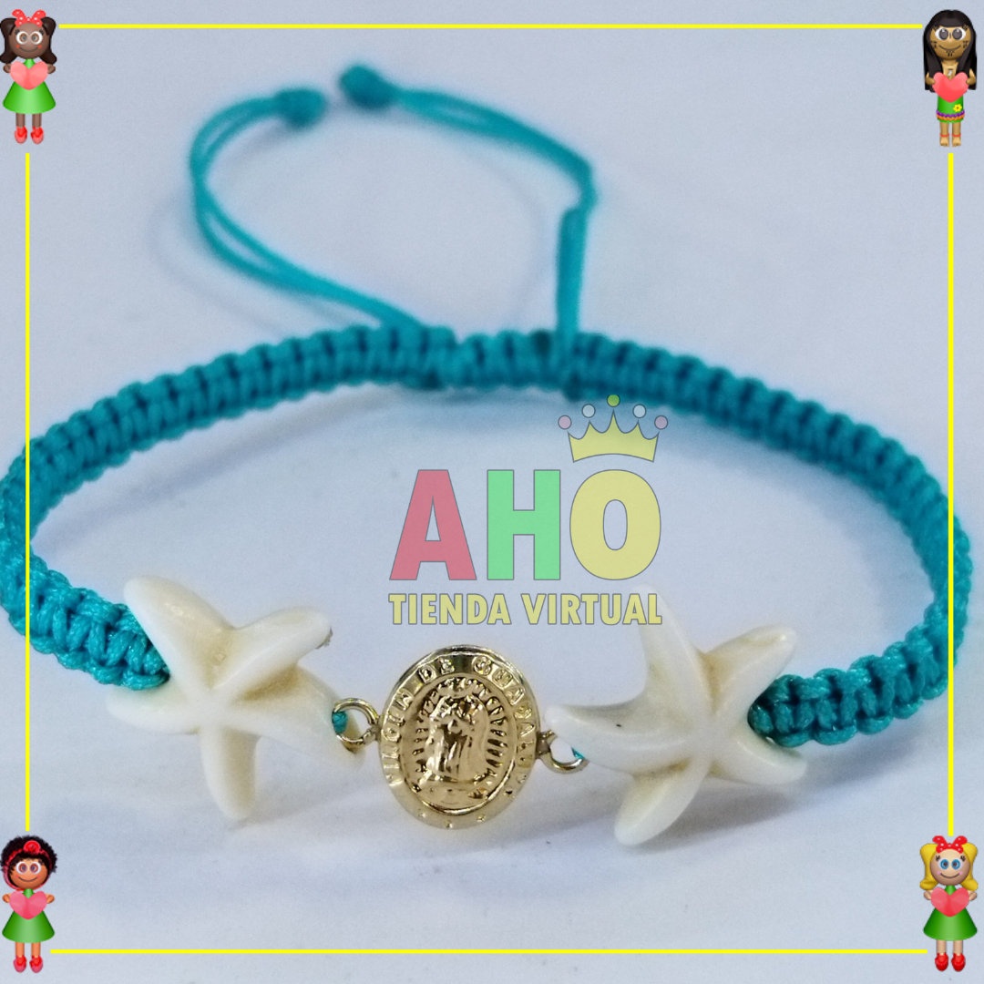 Pulsera Tejida Macrame Con Dije Oro18k