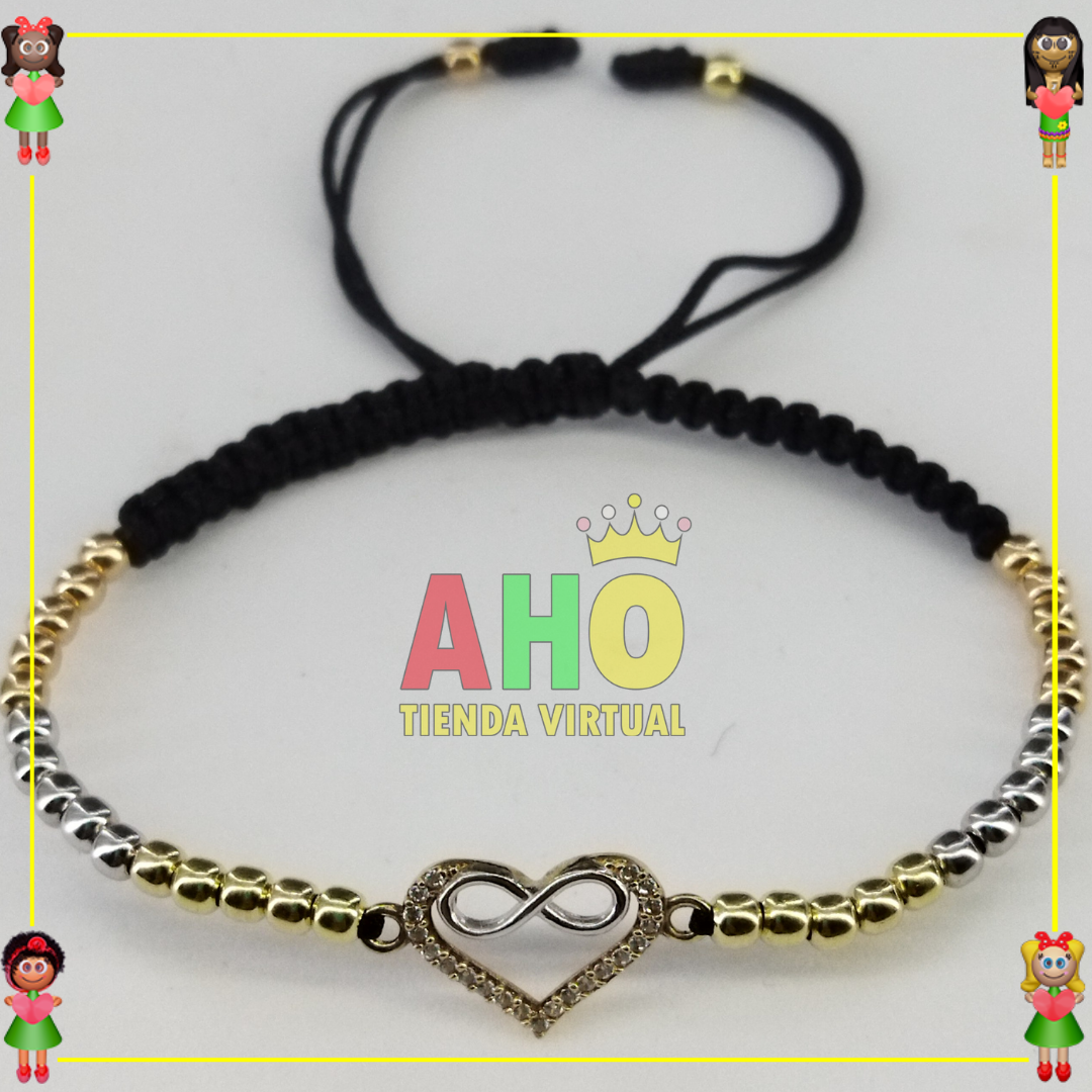 Pulsera Tejida Macrame Con Dije Oro18k