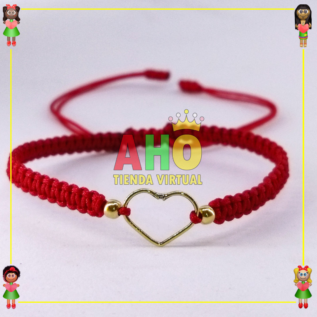 Pulsera Tejida Macrame Con Dije Oro18k