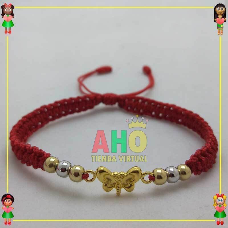 Pulsera Tejida Macrame Con Dije Oro18k