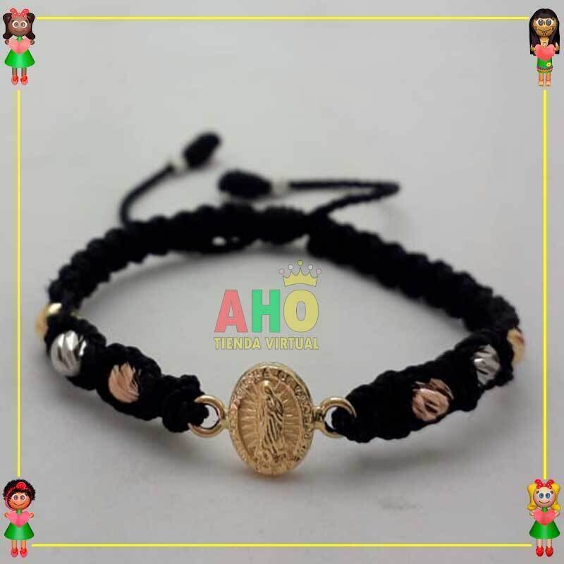 Pulsera Tejida Macrame Con Dije Oro18k