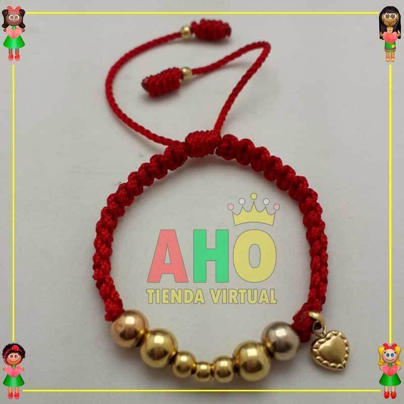 Pulsera Tejida Macrame Con Dije Oro18k