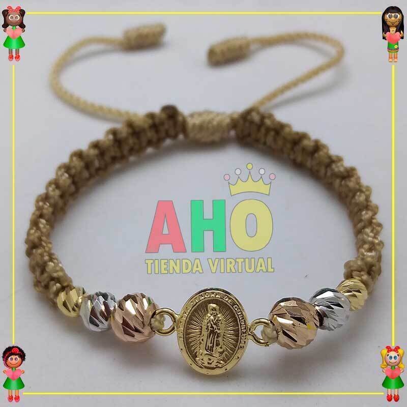 Pulsera Tejida Macrame Con Dije Oro18k