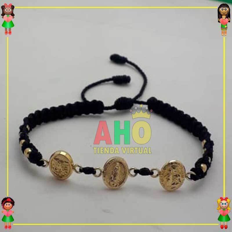 Pulsera Tejida Macrame Con Dije Oro18k
