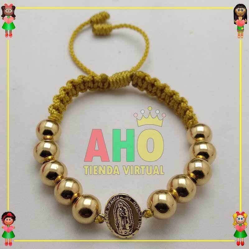 Pulsera Tejida Macrame Con Dije Oro18k