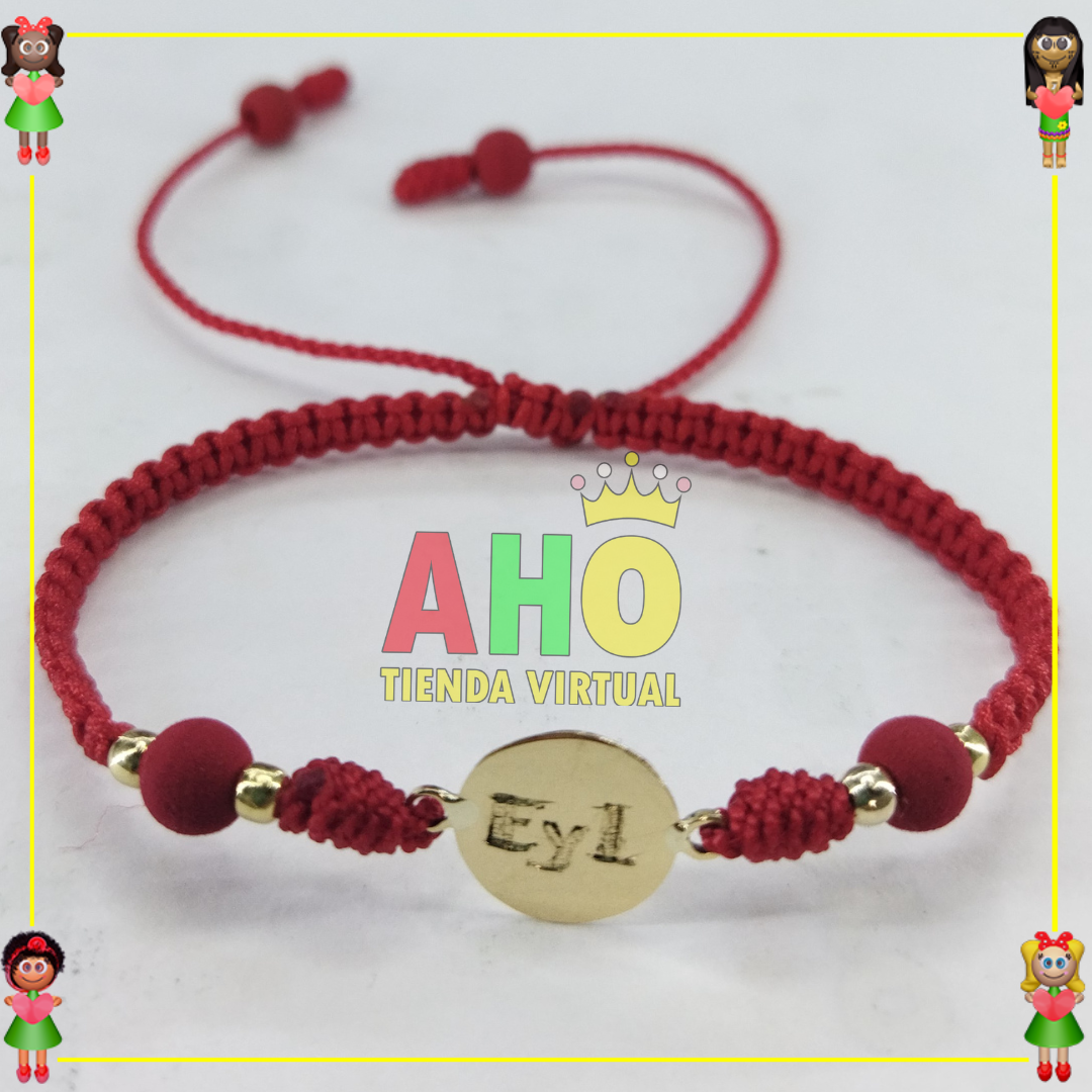 Pulsera Tejida Macrame Con Dije Oro18k