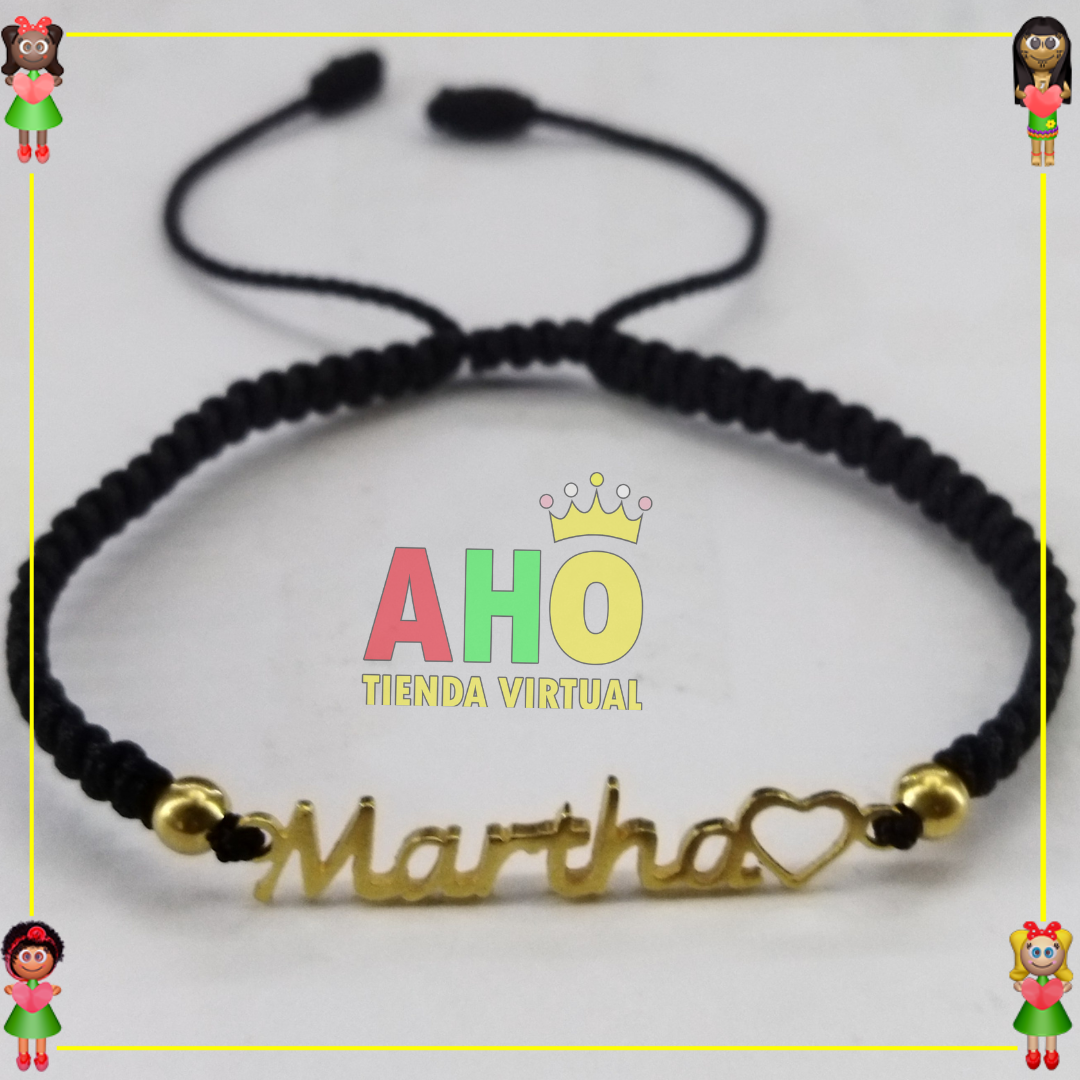 Pulsera Tejida Macrame Con Letras y Nombres en Oro18k