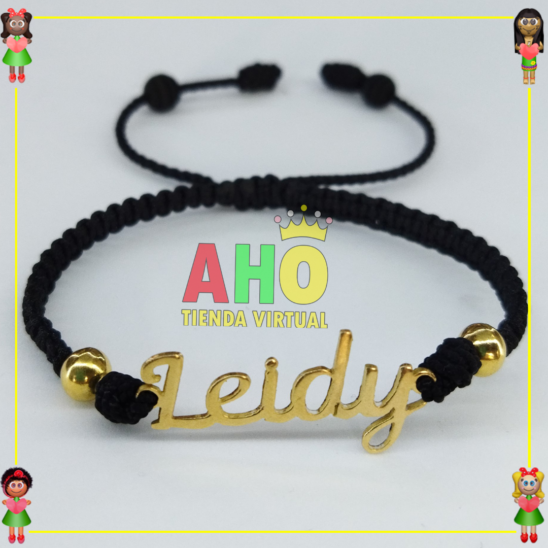 Pulsera Tejida Macrame Con Letras y Nombres en Oro18k
