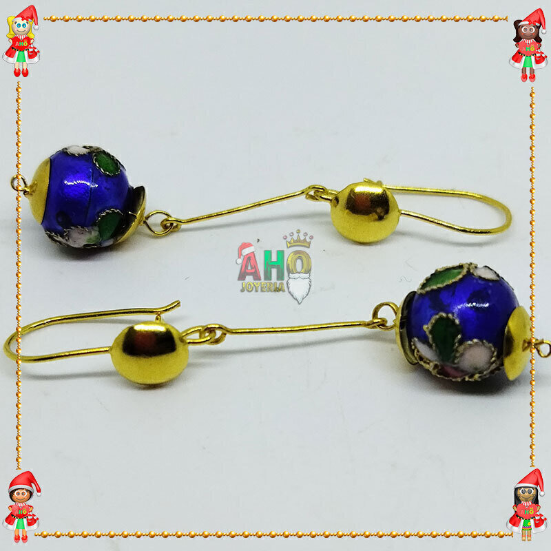 Aretes Bolas Colgante Oro18k