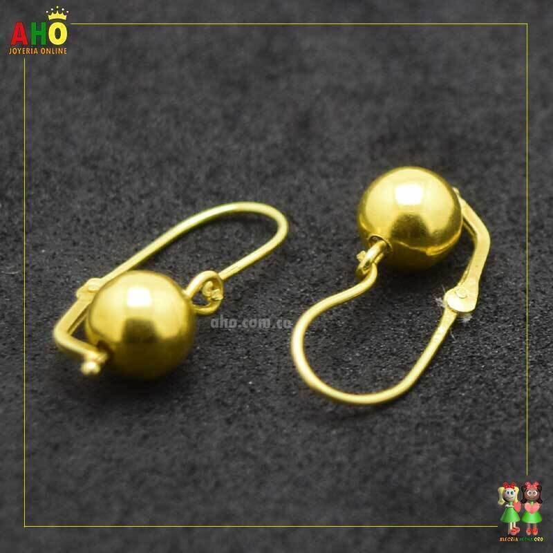 Aretes Bolas Colgante Oro18k