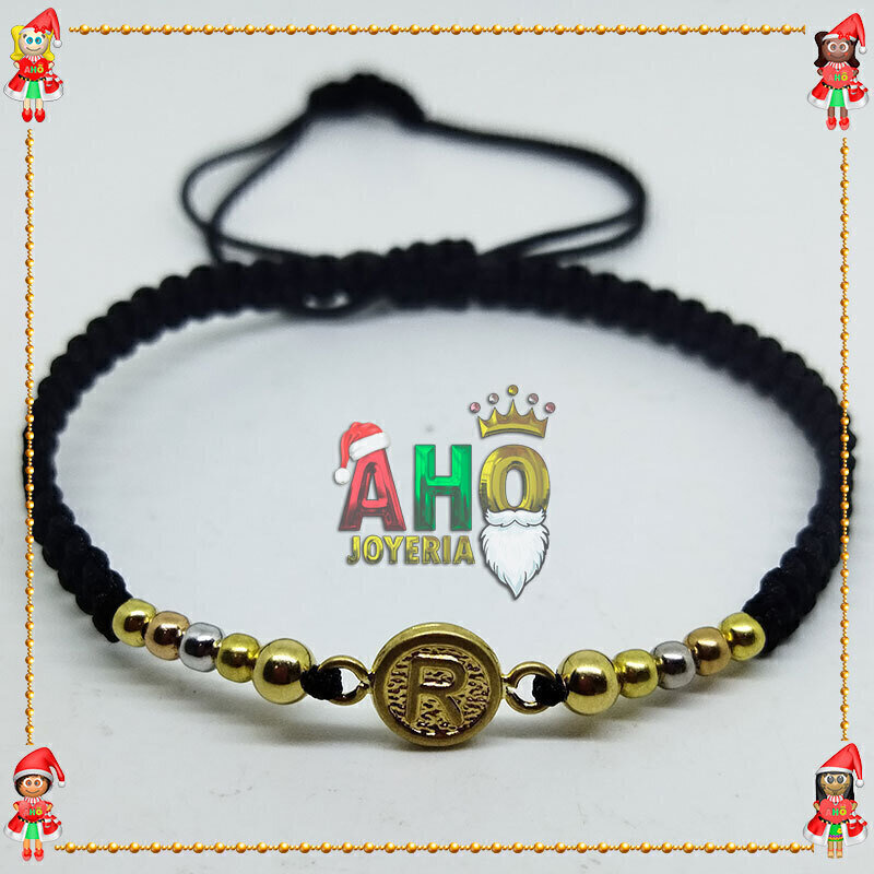 Pulsera Tejida Macrame Con Letras y Nombres en Oro18k