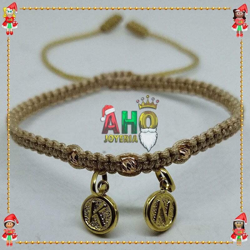 Pulsera Tejida Macrame Con Letras y Nombres en Oro18k