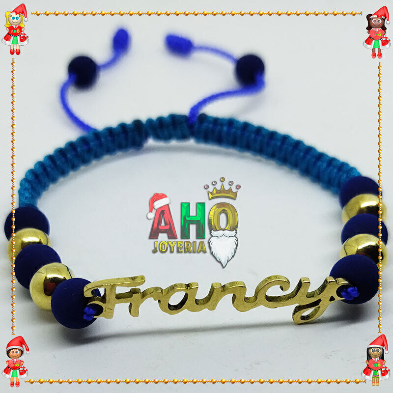 Pulsera Tejida Macrame Con Letras y Nombres en Oro18k