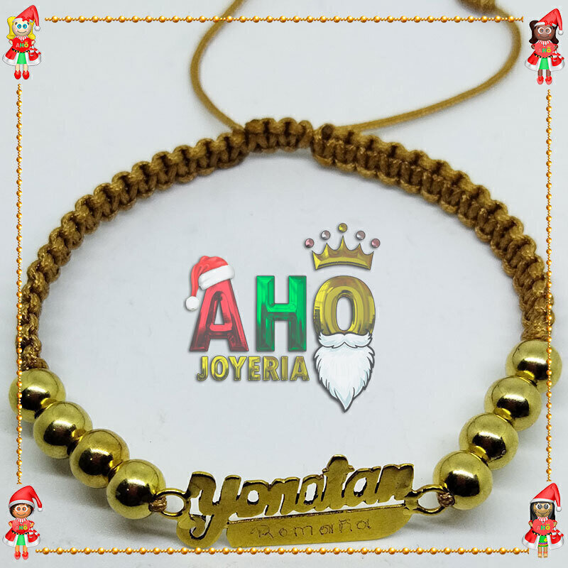 Pulsera Tejida Macrame Con Letras y Nombres en Oro18k
