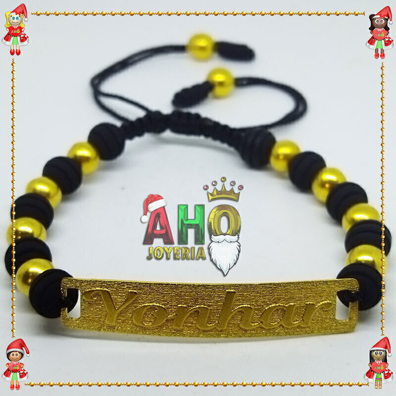 Pulsera Tejida Macrame Con Letras y Nombres en Oro18k