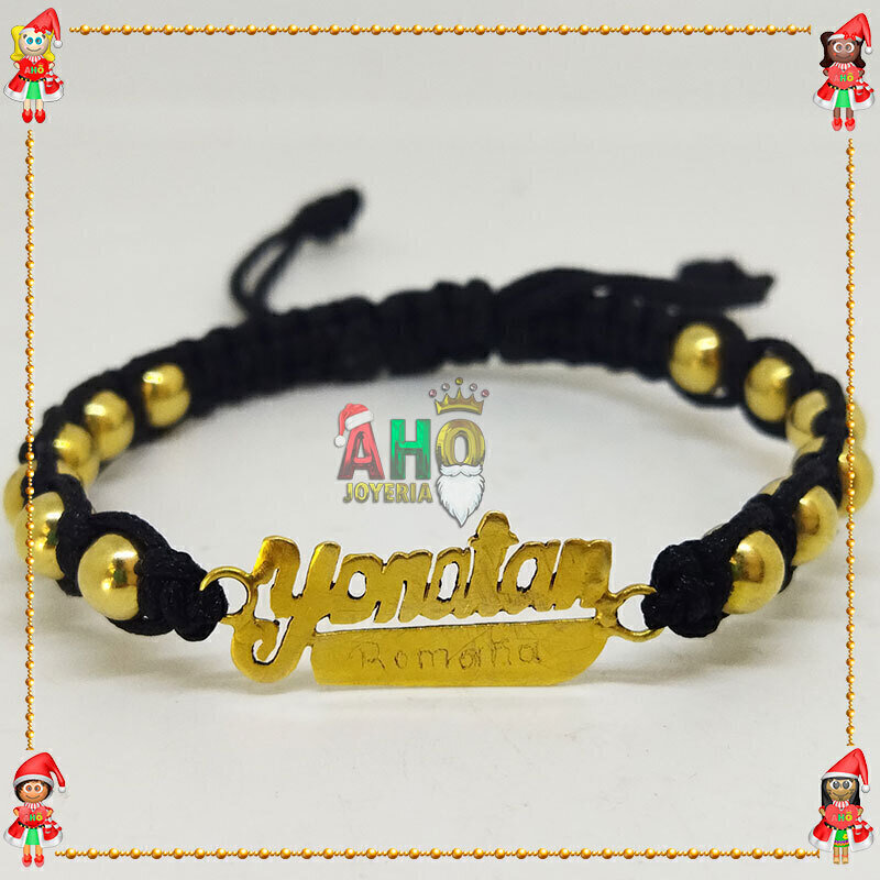 Pulsera Tejida Macrame Con Letras y Nombres en Oro18k