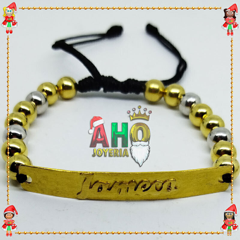 Pulsera Tejida Macrame Con Letras y Nombres en Oro18k