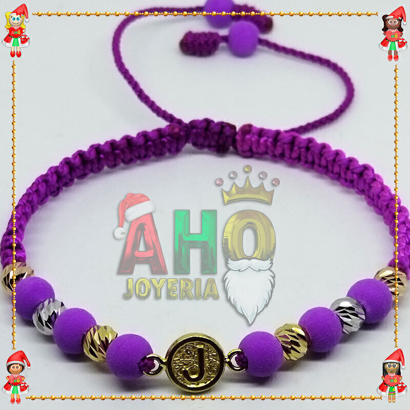 Pulsera Tejida Macrame Con Letras y Nombres en Oro18k
