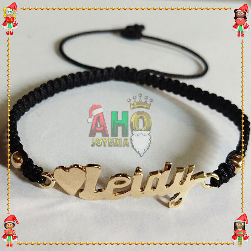 Pulsera Tejida Macrame Con Letras y Nombres en Oro18k
