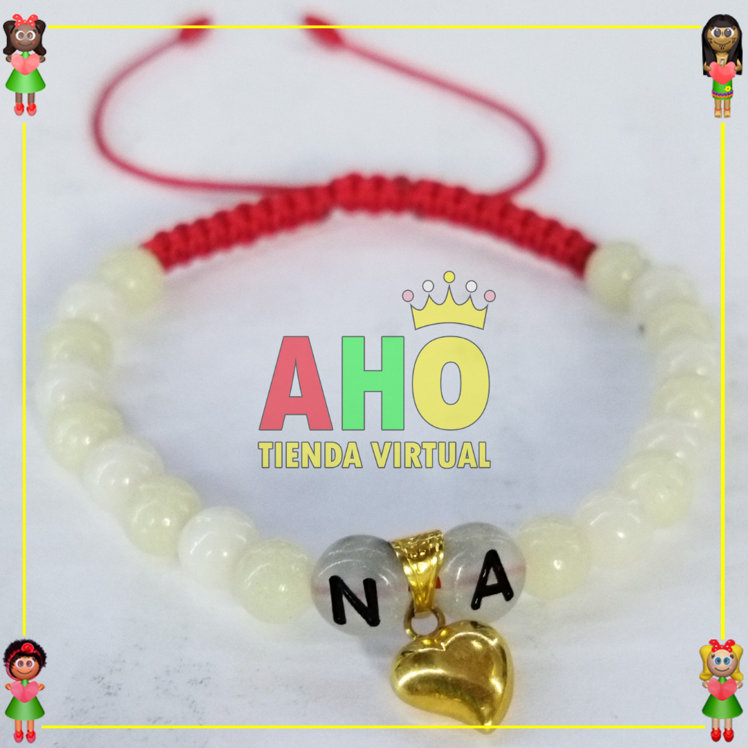 Pulsera Tejida Macrame Con Letras Acrilicas Oro18k
