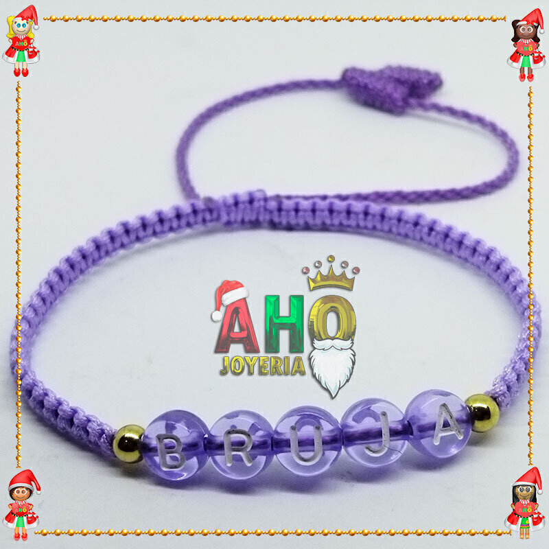 Pulsera Tejida Macrame Con Letras Acrilicas Oro18k