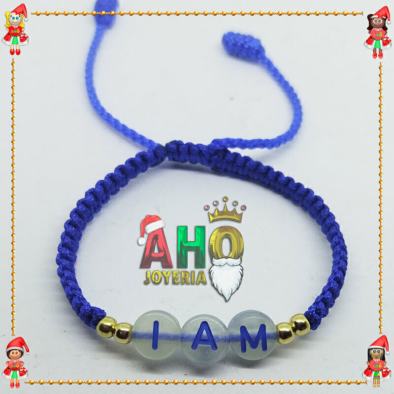 Pulsera Tejida Macrame Con Letras Acrilicas Oro18k